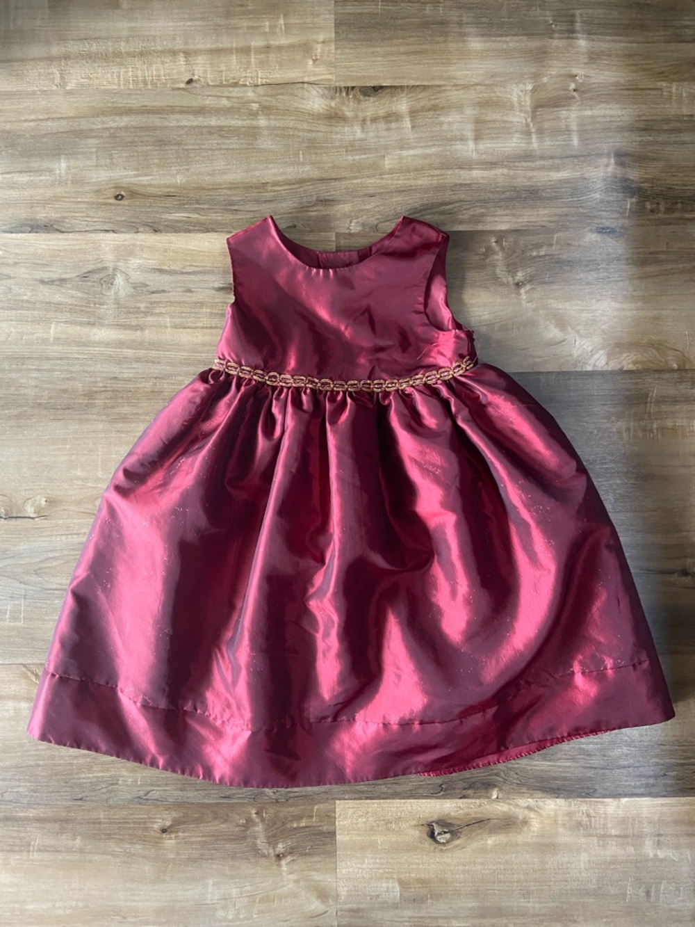 $2 - Girls' Burgundy Holiday Party Dress with Gold Trim